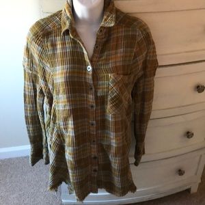Free People flannel plaid shirt Sz S